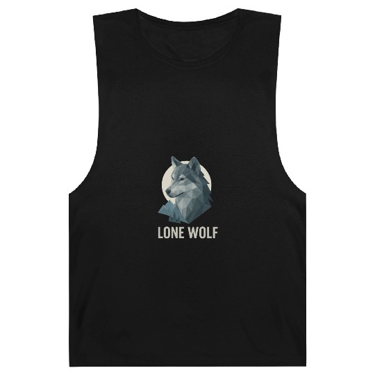 Lone Wolf – Geometric Wolf Head under Moon Wildern Barnard Tanks