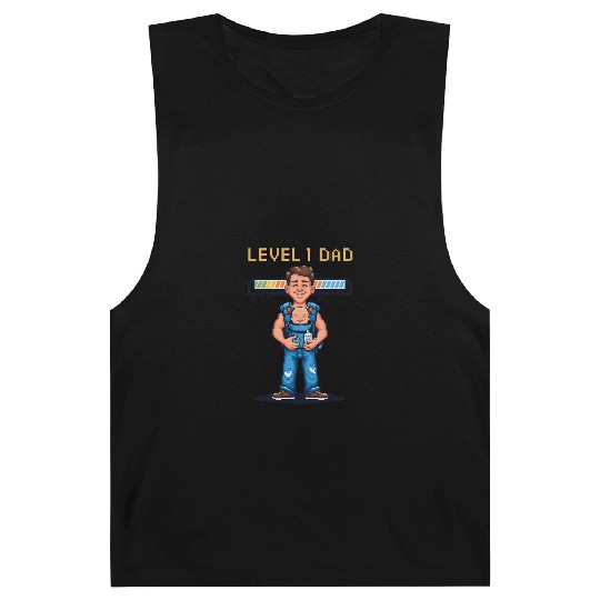 Funny Retro Gamer Dad Pixel Art Father's Day Gift Barnard Tanks