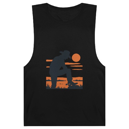 Western Cowboy Sunset Barnard Tanks