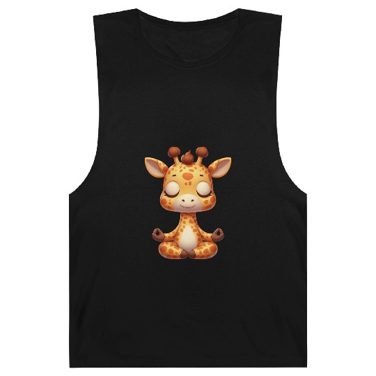 Cute giraffe yoga meditation relaxation cartoon Barnard Tanks
