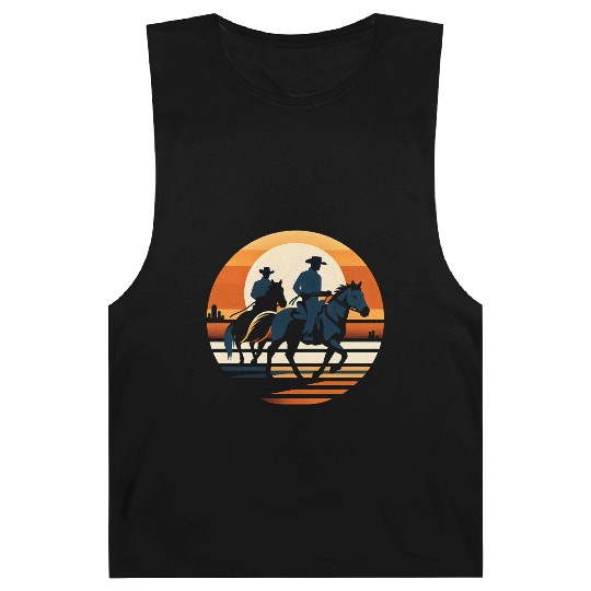 Western Cowboys Silhouette Barnard Tanks