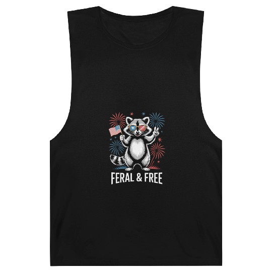 Feral And Free Patriotic Raccoon Barnard Tanks