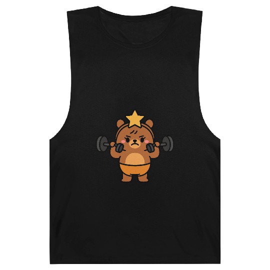 Built Different Bear Quirky Workout Character Barnard Tanks