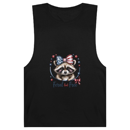 Feral but Free Raccoon 4th of July Barnard Tanks