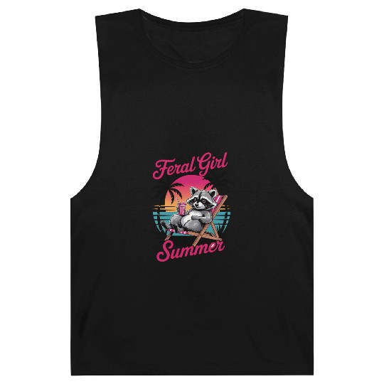 Funny Raccoon Feral Girl Summer Barnard Tanks