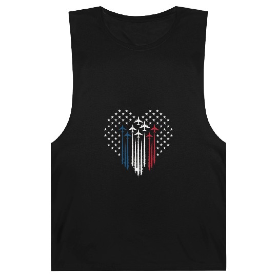 Fighter Jet Airplane USA Flag Heart Barnard Tanks