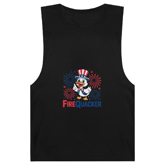Womens Duck Firequacker Patriotic Fourth of July I Barnard Tanks