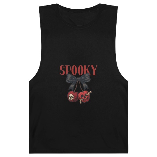 Spooky Skull Cherry Bow Halloween Barnard Tanks