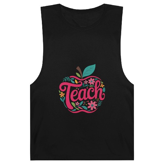 Teacher Apple Floral Teacher Barnard Tanks