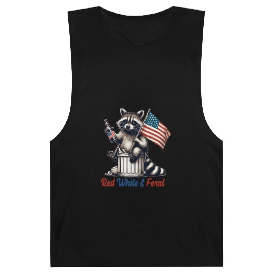 Red White and Feral Raccoon 4th July Barnard Tanks
