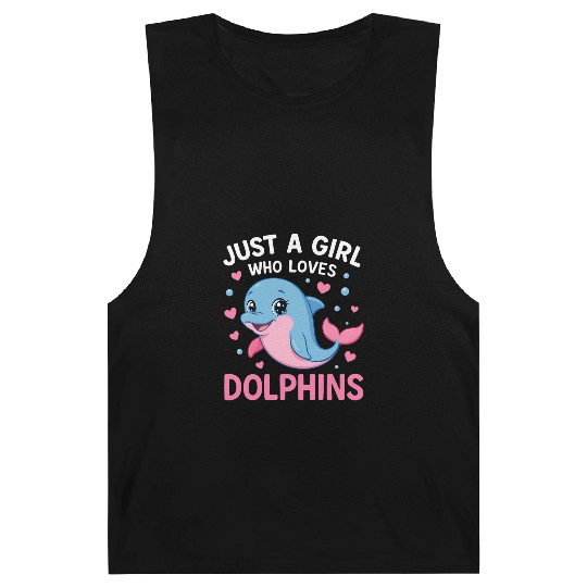 Just A Girl Who Loves Dolphins Summer Ocean Animal Barnard Tanks