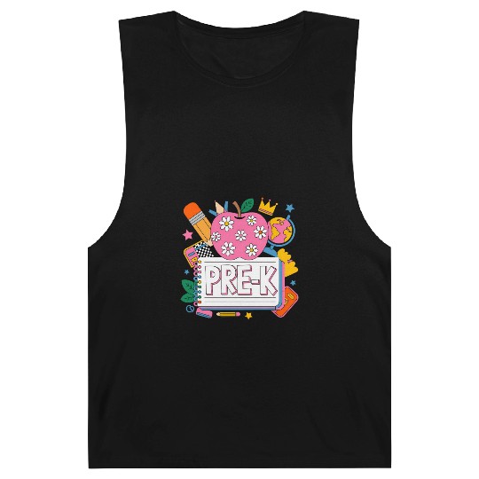 Pre K Teacher Back To School Apple Notebook Barnard Tanks