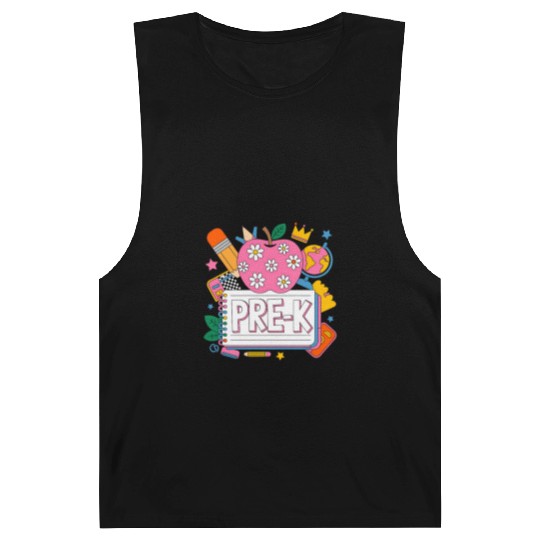 Pre K Teacher Back To School Apple Notebook Barnard Tanks