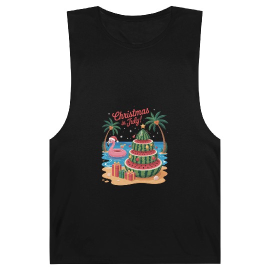 Christmas In July Watermelon Xmas Tree Santa Barnard Tanks