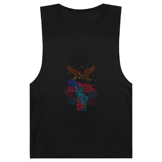 US flag with eagle and statue of liberty Barnard Tanks