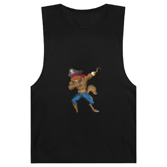 Dabbing Werewolf Pirate Halloween Pirate Barnard Tanks