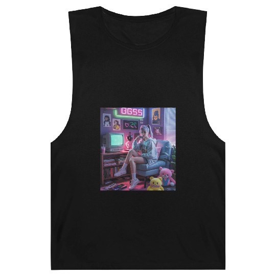 Y2K Gamer Girl Vibes – Retro Tech & Neon Room Aest Barnard Tanks