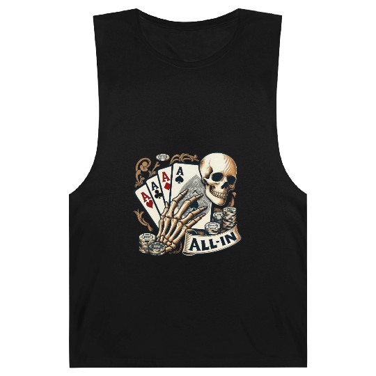 Casino Cards Gambling Skeleton Hand Gothic Barnard Tanks