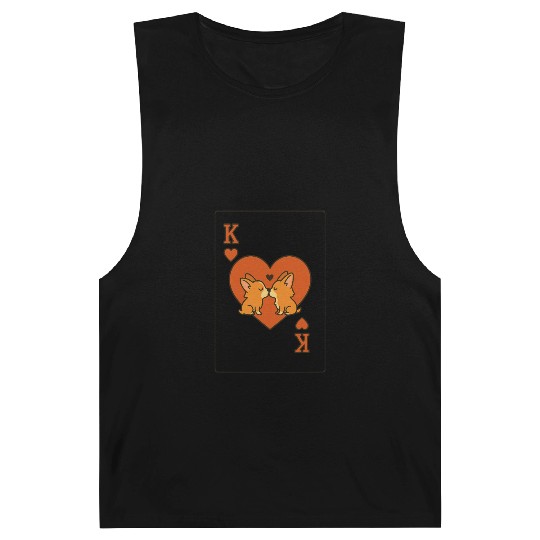Du Du Corgi King of Hearts – Cute Poker Card Barnard Tanks