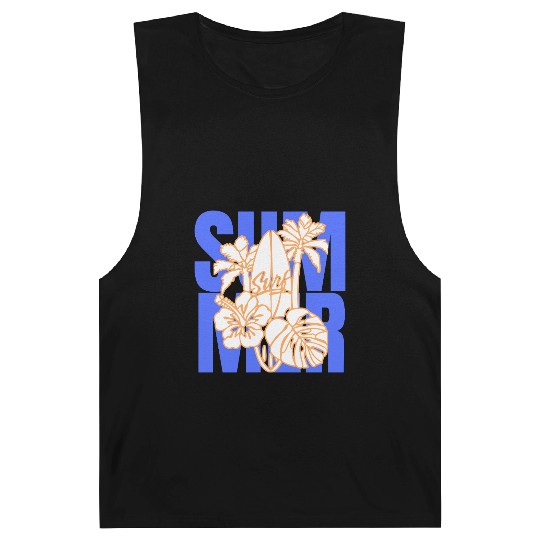 Summer Surfboard & Palm Tree Tropical Design Barnard Tanks