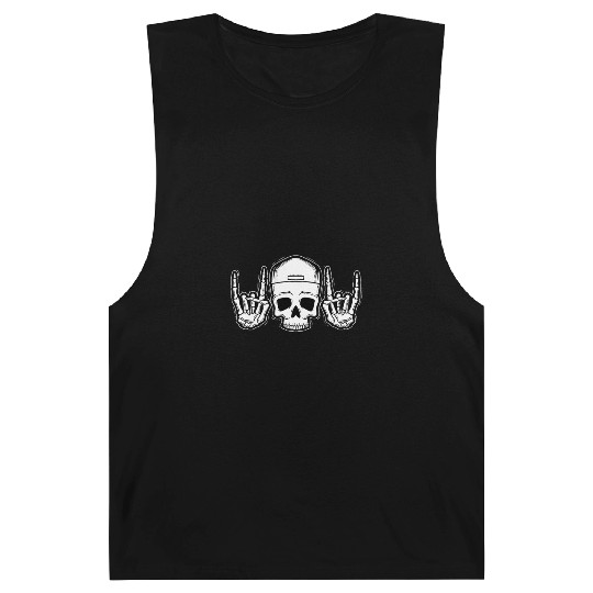 Skull Rock On Skeleton Hands Art Barnard Tanks