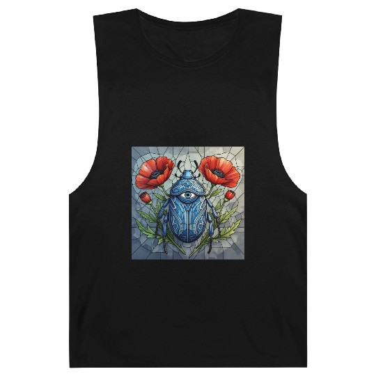 Beetle stained glass bug design vibrant poppy Barnard Tanks
