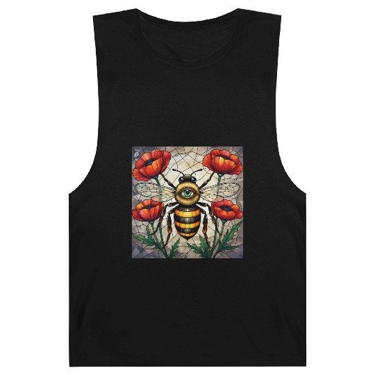 Bumble bee stained glass vibrant poppy flower eye Barnard Tanks