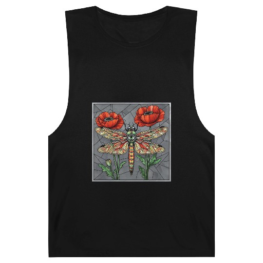 Dragonfly stained glass design vibrant poppy eye Barnard Tanks