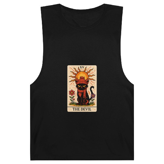 Devil Cat Tarot Card, Grumpy Cat Art, Mystical Barnard Tanks