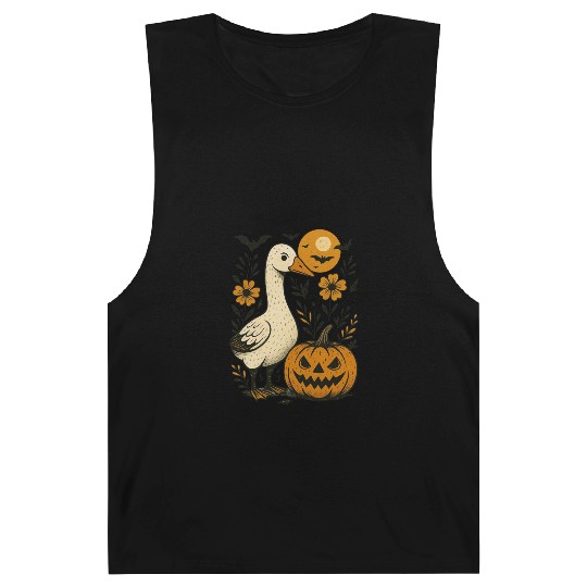 Goose Halloween Fall Silly Goose Boho Flower Barnard Tanks
