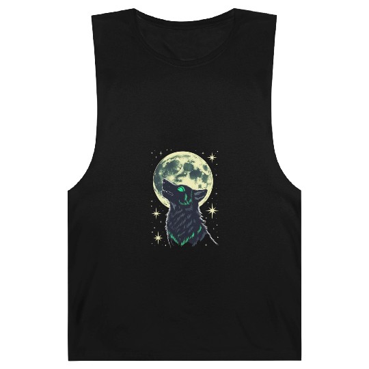 Celestial Howl – Mystical Wolf Under Moonlight Barnard Tanks