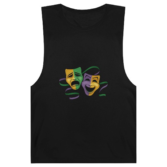 Festive Mardi Gras Party Happy & Sad Theater Masks Barnard Tanks