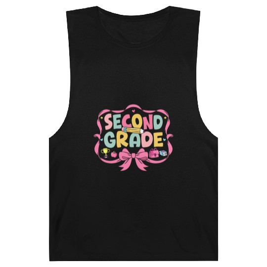 Preppy Back To School Second Grade Coquette Bow Barnard Tanks