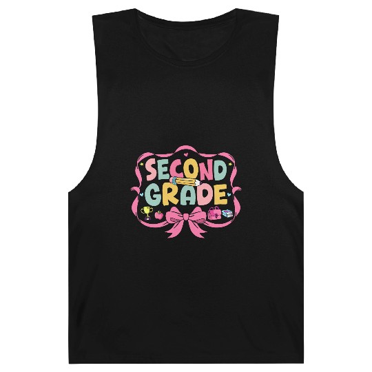 Preppy Back To School Second Grade Coquette Bow Barnard Tanks