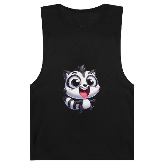 Kawaii raccoon cartoon joy cute fun kids Barnard Tanks