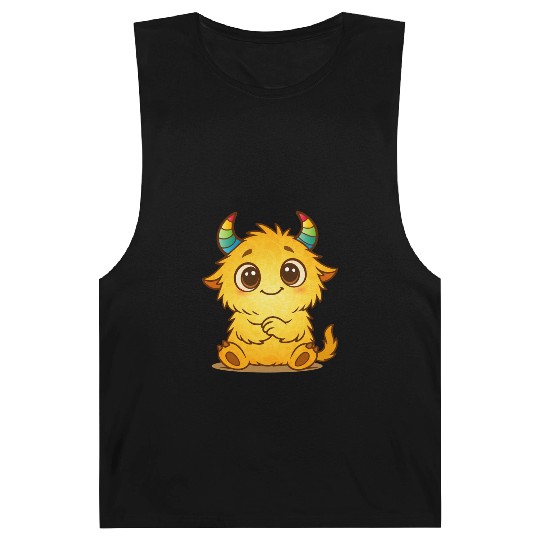 Cute Yellow Monster with Rainbow Horns Barnard Tanks