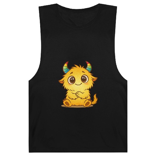 Cute Yellow Monster with Rainbow Horns Barnard Tanks