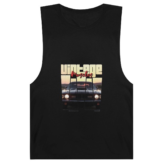 Vintage Muscle Car Sunset Poster Retro American Barnard Tanks