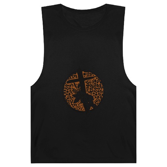 Leopard Print Cross with Flowers Barnard Tanks