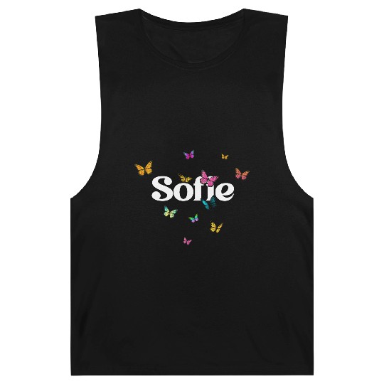 SOFIE - beautiful girl name with cute butterflies Barnard Tanks