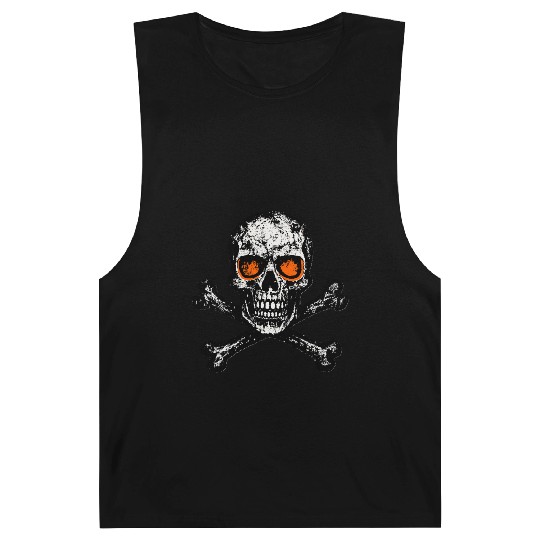 Grunge Skull Crossbones Orange Eyes Barnard Tanks