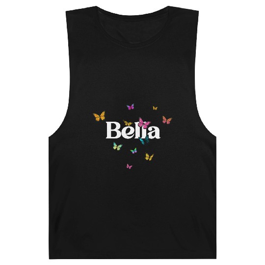 BELLA - beautiful girl name with cute butterflies Barnard Tanks
