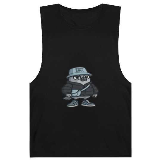 Cool Pigeon in Streetwear | Urban Cartoon Bird Barnard Tanks