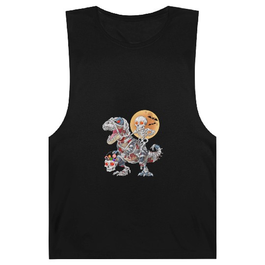 Skeleton Riding Zombie Mummy Dinosaur Halloween Barnard Tanks