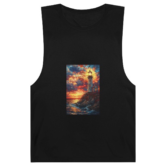 Stained Glass Lighthouse Sunset Barnard Tanks