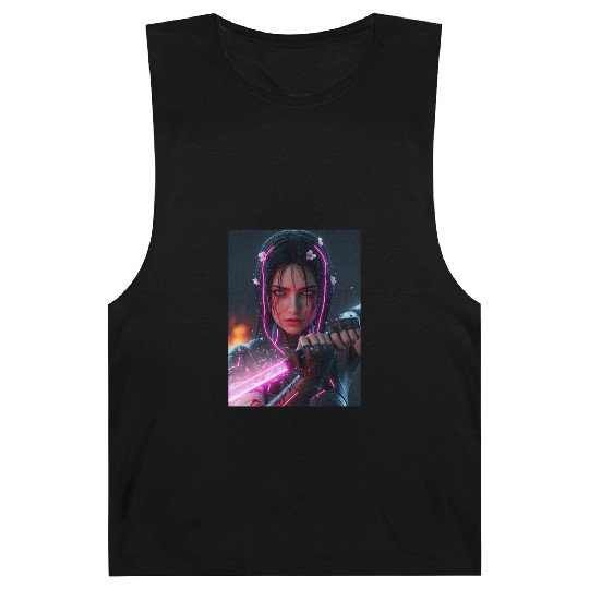 Cyberpunk Samurai Girl Barnard Tanks