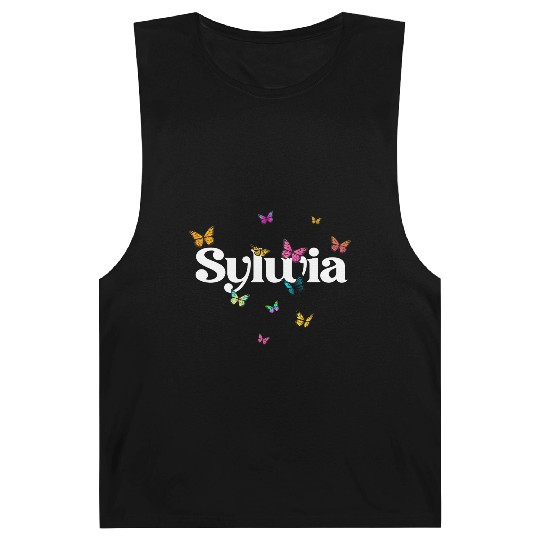 SYLWIA - beautiful girl name with cute butterflies Barnard Tanks