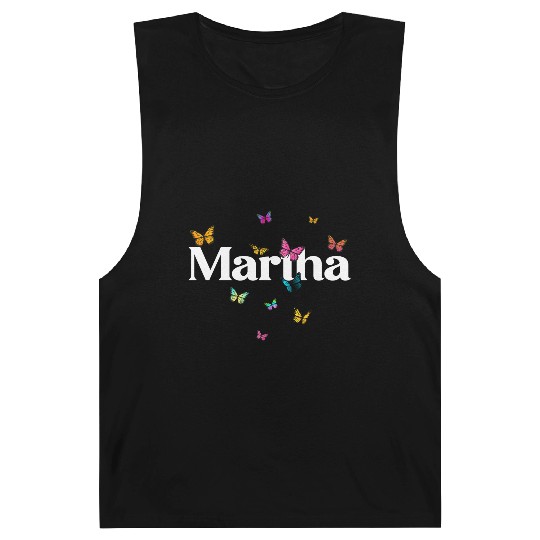MARTHA - beautiful girl name with cute butterflies Barnard Tanks