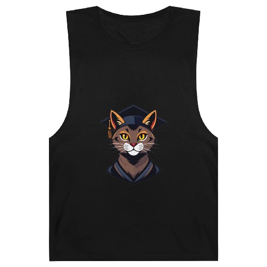 Back to school cat brown Barnard Tanks