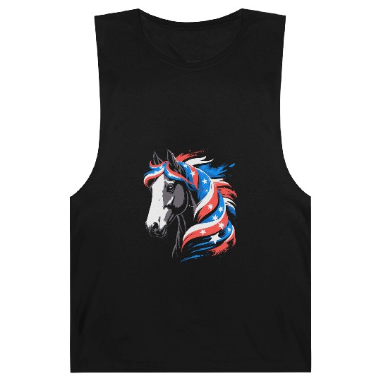 Patriotic Pony with Stars and Stripes Mane Barnard Tanks